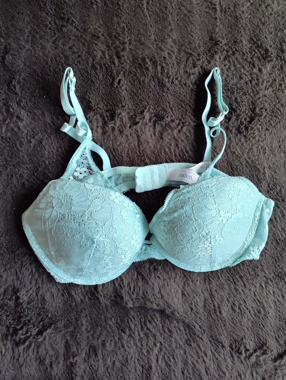 Auden Floral Lace Push-Up Bra in Mint Green